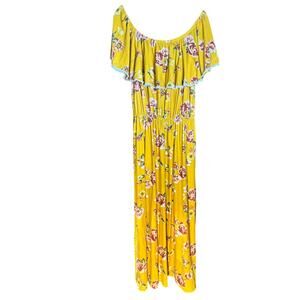 Women’s J for Justify Yellow Floral Maxi Dress with 16" side slits
